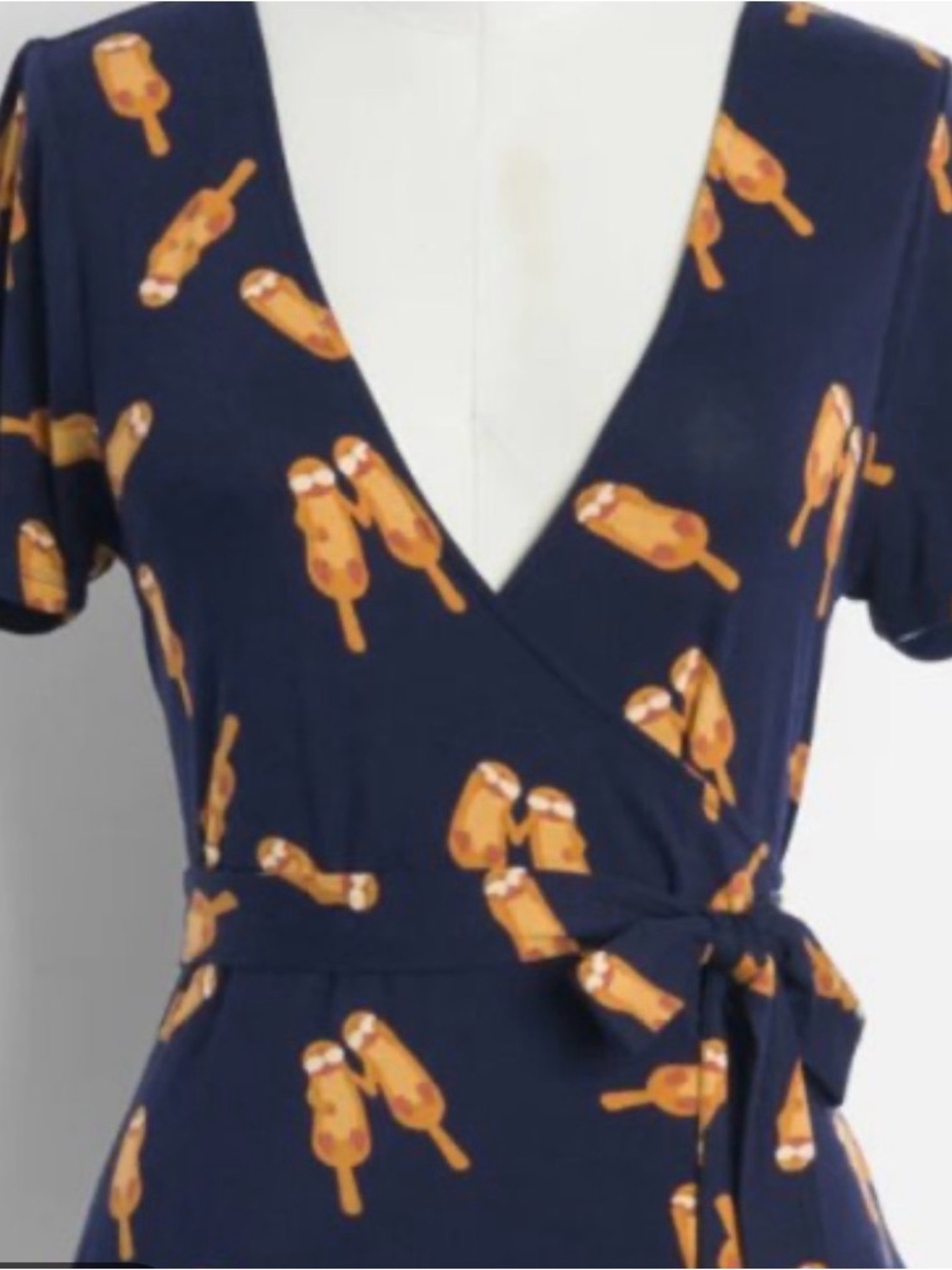 ModCloth Navy Wrap Top with Otter Print